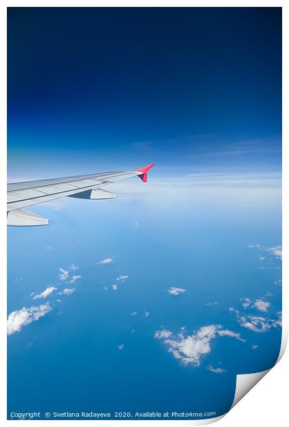 Airliner flying above clouds Print by Svetlana Radayeva