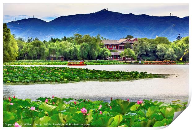 Boat Pavlilon Summer Palace Beijing, China Print by William Perry
