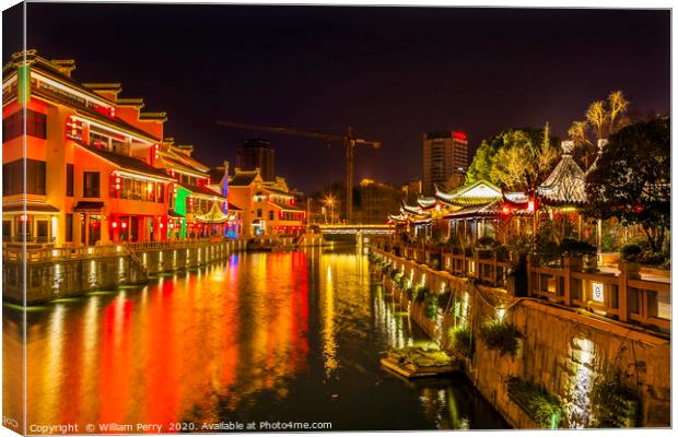 Water Canal Wuxi Jiangsu China Canvas Print by William Perry