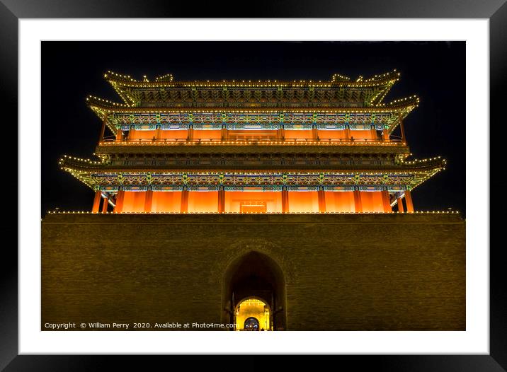 Qianmen Gate Zhengyang Men Tiananmen Square Beijin Framed Mounted Print by William Perry