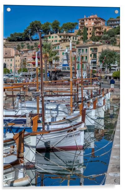 Reflections at Port de Soller in Majorca Acrylic by Dave Williams