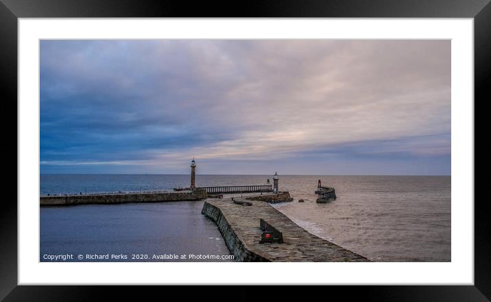 Whitby lighthouses Framed Mounted Print by Richard Perks
