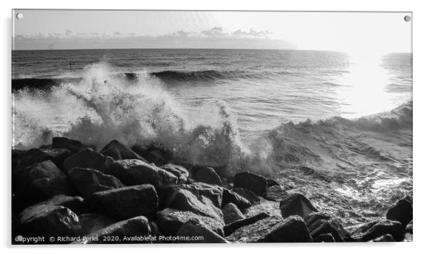 withernsea waves Acrylic by Richard Perks