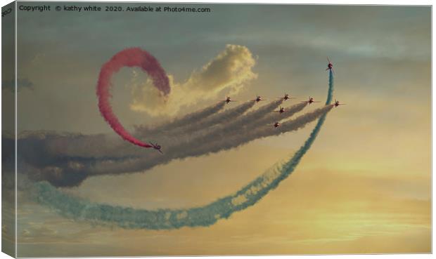 Red arrows,  Flying the loop,Those magnificent men Canvas Print by kathy white