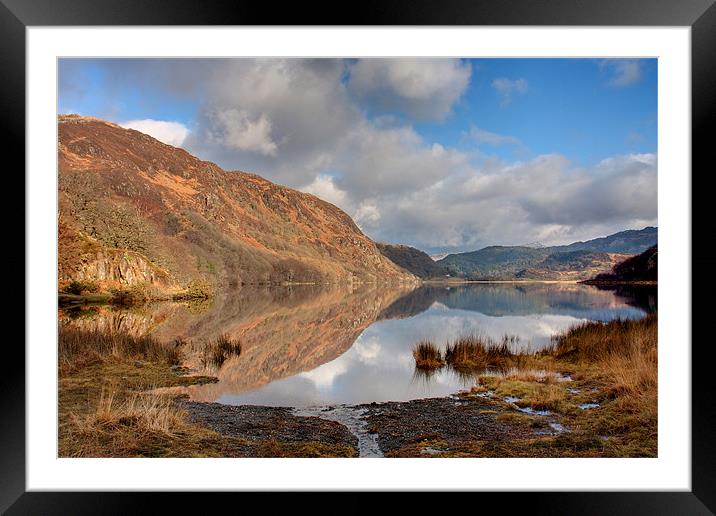 Llyn Dinas reflections Framed Mounted Print by Gail Johnson