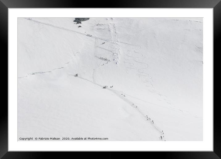 Ski Alpinists on the way to the Breithorn Mountain Framed Mounted Print by Fabrizio Malisan