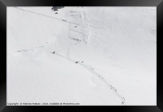 Ski Alpinists on the way to the Breithorn Mountain Framed Print by Fabrizio Malisan