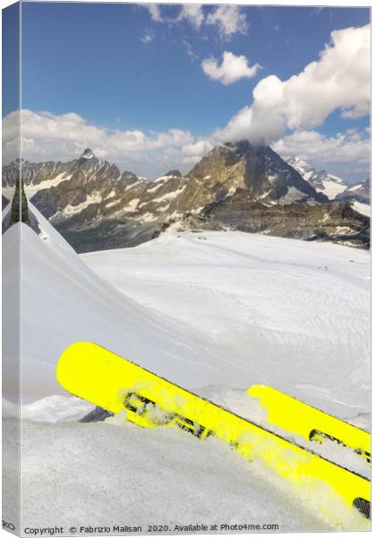 Summer Skiing Glacier Cervinia Zermatt Matterhorn  Canvas Print by Fabrizio Malisan