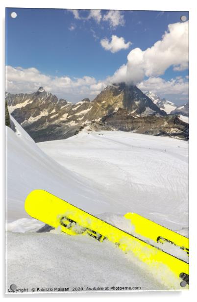 Summer Skiing Glacier Cervinia Zermatt Matterhorn  Acrylic by Fabrizio Malisan