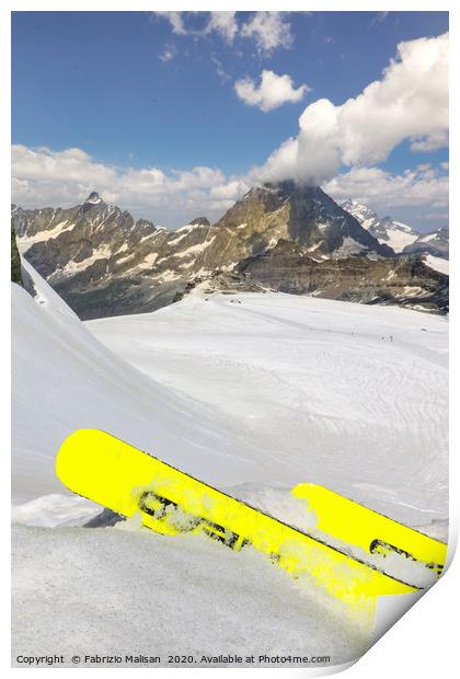 Summer Skiing Glacier Cervinia Zermatt Matterhorn  Print by Fabrizio Malisan