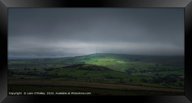 Radio Mast In A Stormy Sky, North Wales Framed Print by Liam Neon