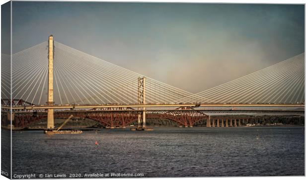 Three Bridges Over The Forth Canvas Print by Ian Lewis