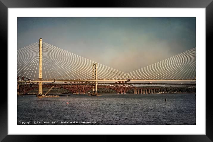 Three Bridges Over The Forth Framed Mounted Print by Ian Lewis