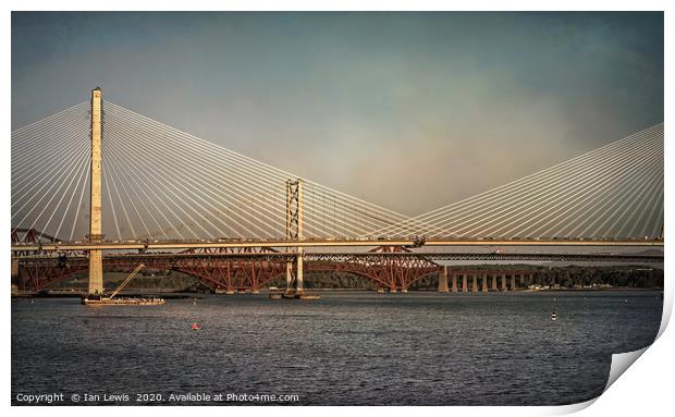 Three Bridges Over The Forth Print by Ian Lewis