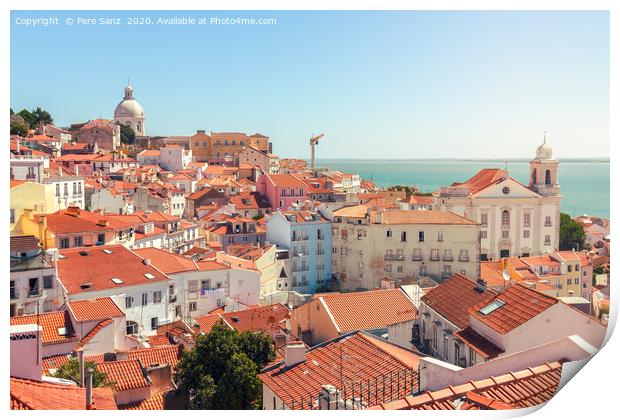 Lisbon cityscape of the Alfama district, Portugal  Print by Pere Sanz
