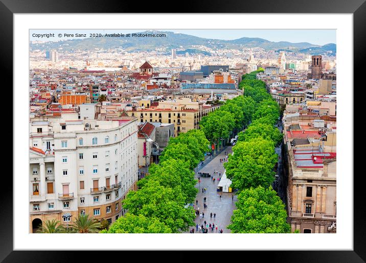 Barcelona, Les Rambles  Framed Mounted Print by Pere Sanz