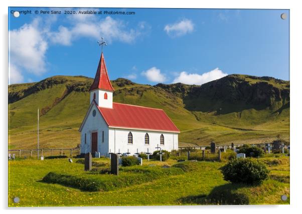 Reyniskirkja Church in Vik, Iceland Acrylic by Pere Sanz