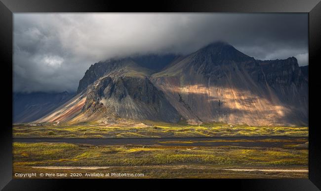 Vestrahorn mountain on Stokksnes cape in Iceland Framed Print by Pere Sanz