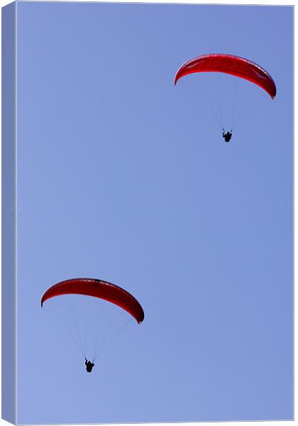 Paragliders at Mam Tor Castleton Canvas Print by Darren Burroughs