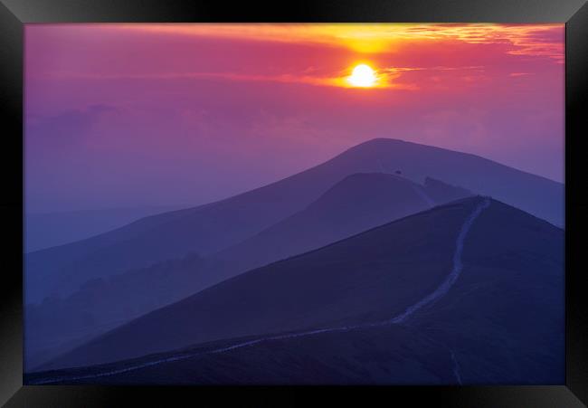 The Sunrise Layers of Back Tor, Peak District.  Framed Print by John Finney