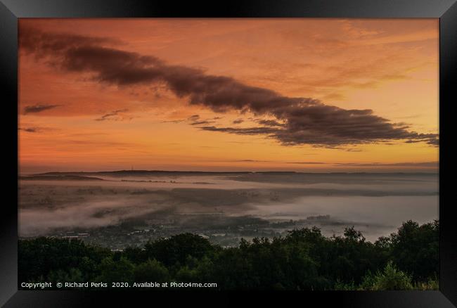 Misty sunrise  Framed Print by Richard Perks