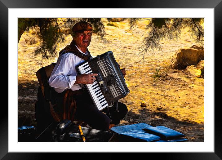 Artistic portrait of Old Man and his Accordion Framed Mounted Print by Jim Jones