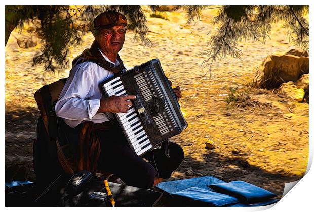 Artistic portrait of Old Man and his Accordion Print by Jim Jones