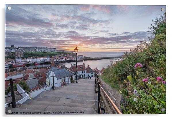 Whitby 199 steps, Summer Sunset Acrylic by Martin Williams