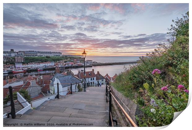 Whitby 199 steps, Summer Sunset Print by Martin Williams