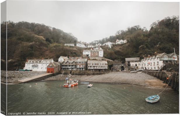 View of Clovelly from the harbour Canvas Print by Jennifer Hanks