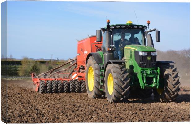 John Deere 6250r with Kuhn Espro Drill Canvas Print by Alan Barnes
