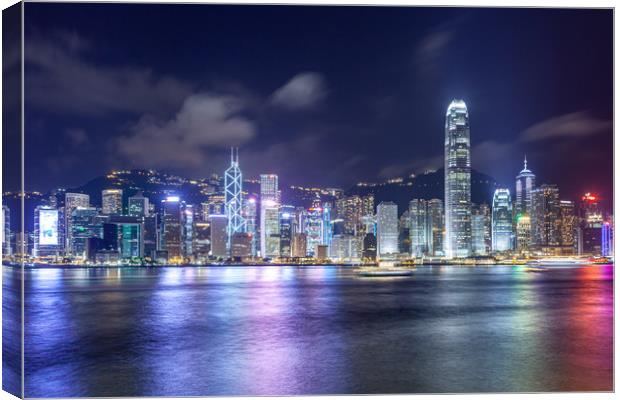 Hong Kong night cityscape. View from Victoria Harb Canvas Print by Svetlana Radayeva