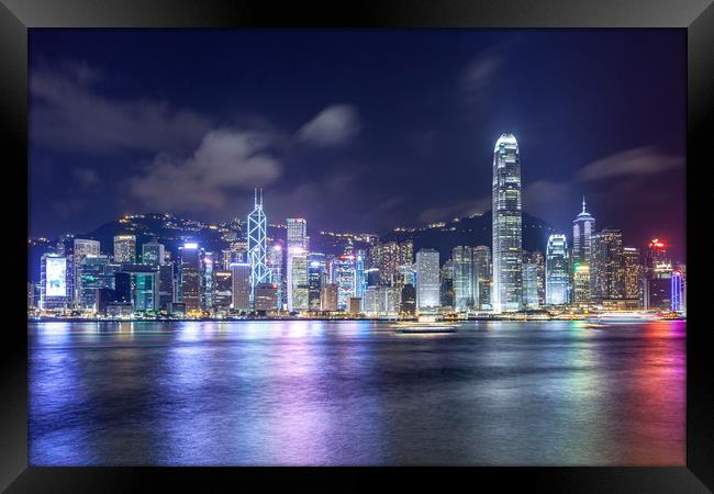 Hong Kong night cityscape. View from Victoria Harb Framed Print by Svetlana Radayeva