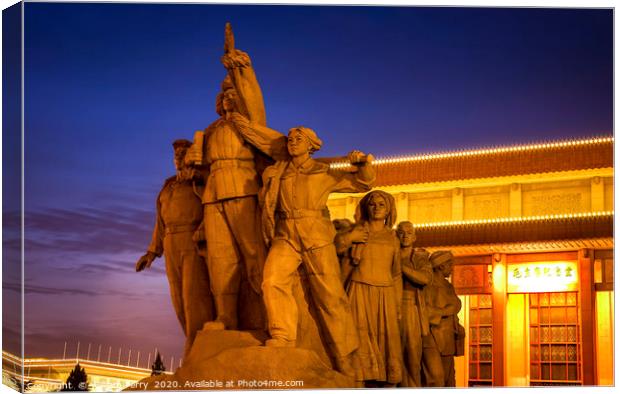 Revolutionary Heroes Statue Mao Tomb Tiananmen Squ Canvas Print by William Perry