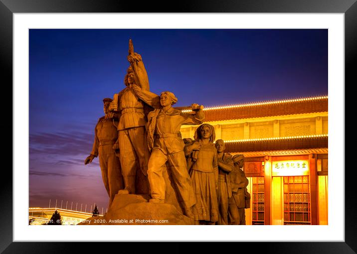 Revolutionary Heroes Statue Mao Tomb Tiananmen Squ Framed Mounted Print by William Perry