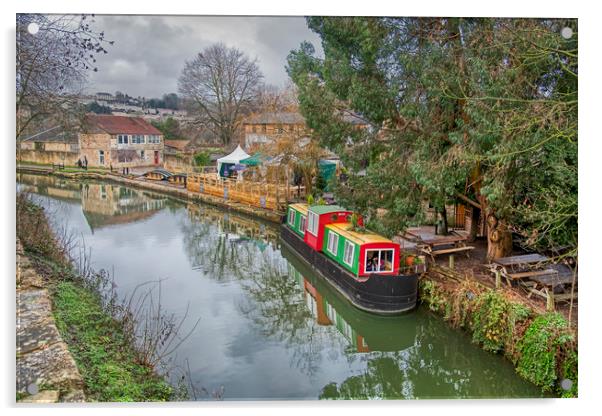 Canal Boat on the Kennet & Avon Acrylic by Dave Williams