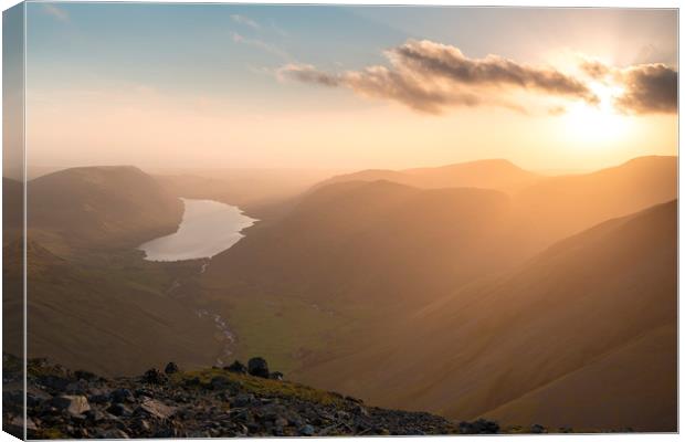 Great Gable sunset, Lake District.   Canvas Print by John Finney
