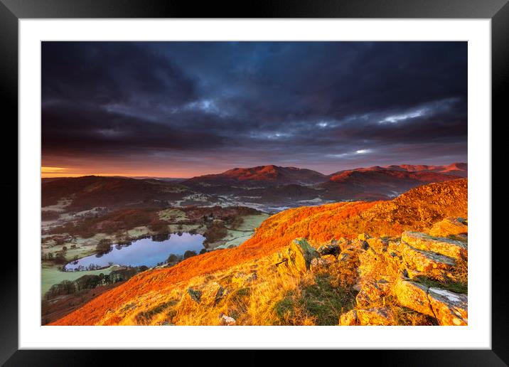 Great Langdale in Red, Lake District Framed Mounted Print by John Finney