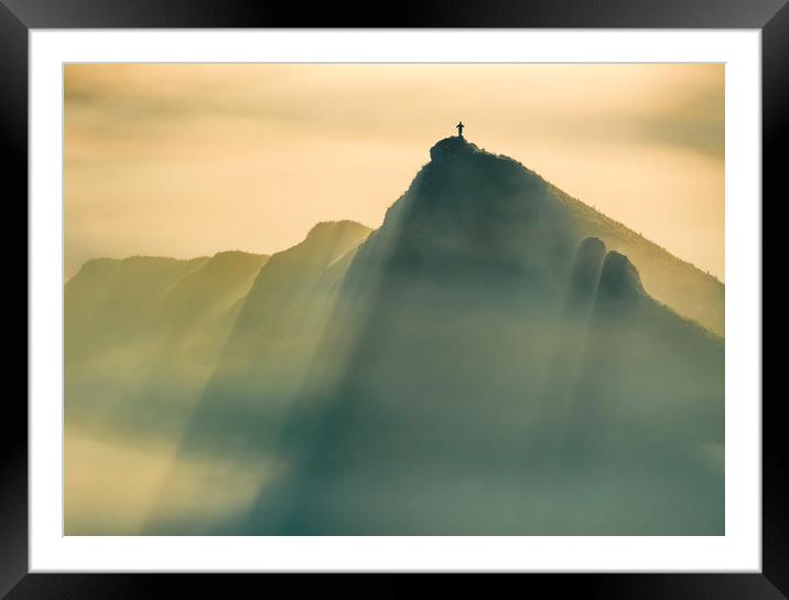 Alone on the Summit. Park House Hill.  Framed Mounted Print by John Finney