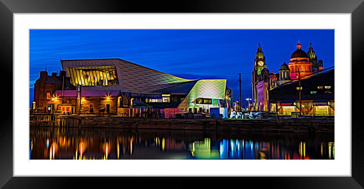 Pier Head panorama during the blue hour Framed Mounted Print by Jason Wells