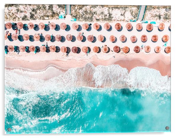 Aerial Ocean, Blue Sea And Beach, Round Umbrellas Acrylic by Radu Bercan