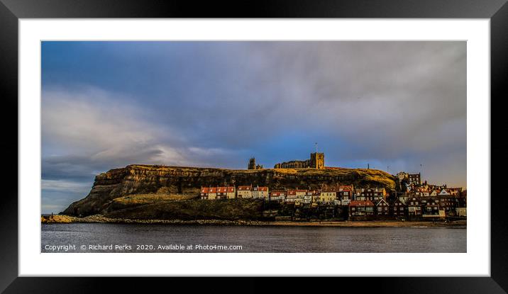evening sunshine in whitby Framed Mounted Print by Richard Perks