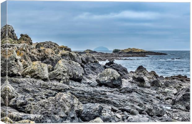 Dunure and Ailsa Craig Canvas Print by Valerie Paterson