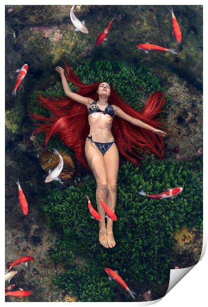 Young woman in water Print by Svetlana Radayeva