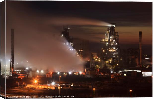 Early evening at Port Talbot Steelworks Canvas Print by Andrew Ray