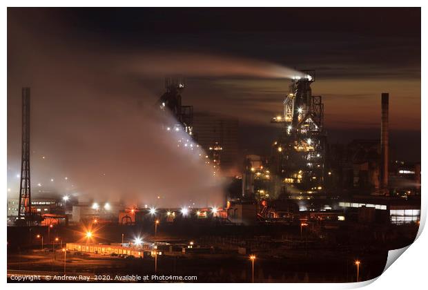 Early evening at Port Talbot Steelworks Print by Andrew Ray