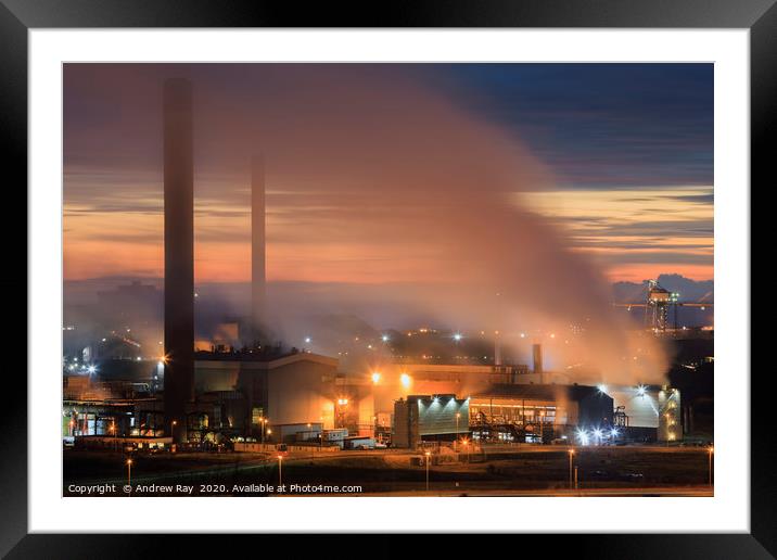 Port Talbot twilight Framed Mounted Print by Andrew Ray