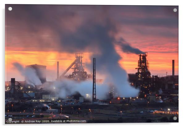 Twilight at Port Talbot Acrylic by Andrew Ray