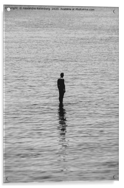 Man standing on water with reflection Acrylic by Alexandre Rotenberg