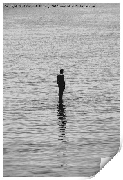 Man standing on water with reflection Print by Alexandre Rotenberg